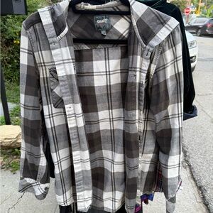 TNA Black and White Plaid Flannel Shirt